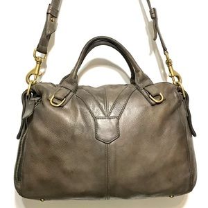 Rachel Nasvik Phoebe Satchel/Shoulder Bag Grey Leather Blue Lining